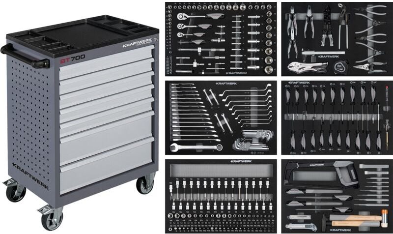 Kraftwerk - Werkstattwagen BT700, mit 7 Schubladen bestückt, 301-tlg.