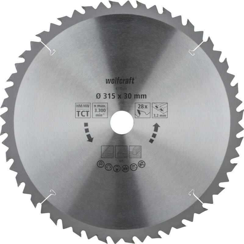 I Tischkreissägeblatt hm, Serie braun i 6742000 i ø 315 mm, 28 Zähne, schnelle, grobe SchnitteI Sägeblatt i Kreissägebla...