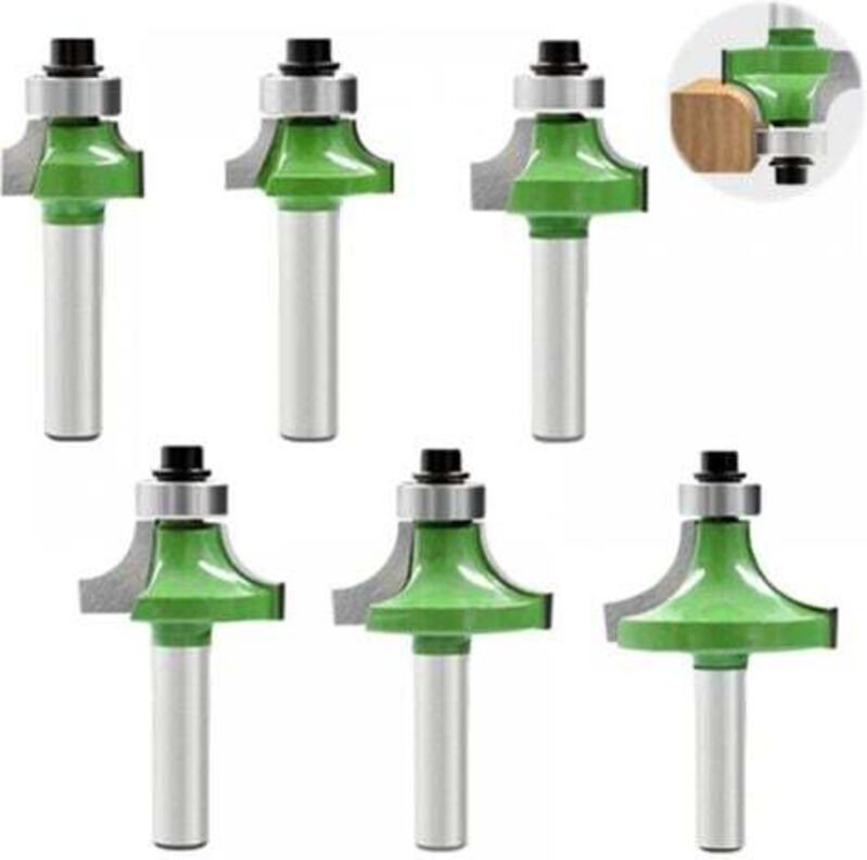 6 Stück Nutfräser 8 mm, Viertelstabfräser mit 8 mm Schaft, Abrichtfräser mit Lager, Holzfräser für die Holzbearbeitung K...