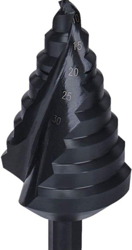 10 mm–45 mm Titanbeschichteter HSS-Stahl-Spiralnut-Stufenkegelbohrer für Aluminium, Kupfer und Edelstahl.