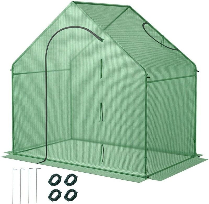 Northix - Begehbarer gewachshaus mit pe abdeckung roll up reiverschluss tur fenster foliengewachshaus