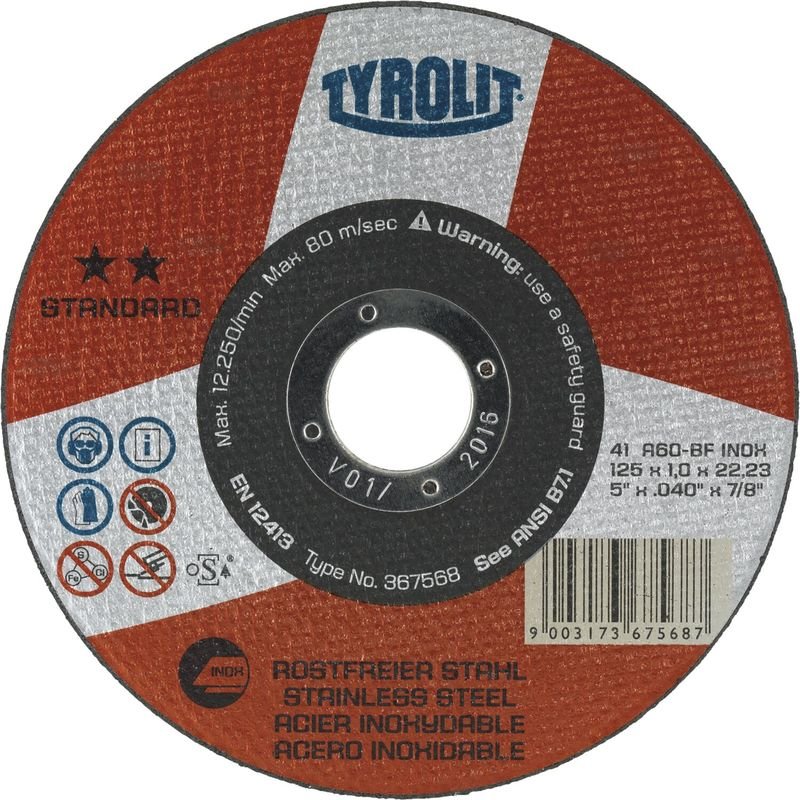 Tyrolit - Trennscheibe gerade Standard 115 x 1,0 mm Inox Form 41