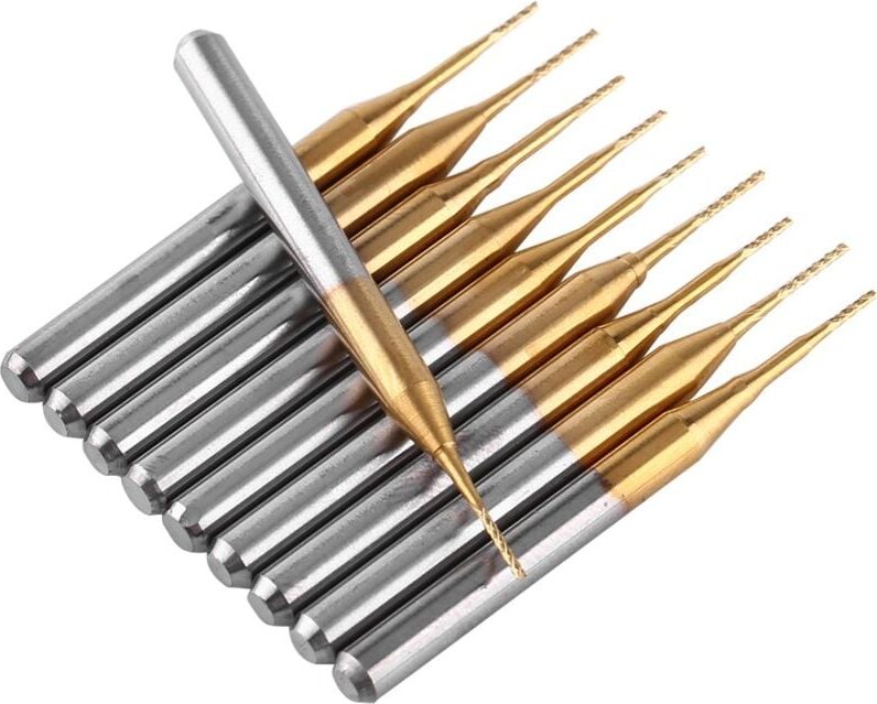 10 Stück 3,175 mm Wolframkarbid CNC-Fräser Frässtifte 0,6 mm gerader Schaft zum Gravieren - Lntyq