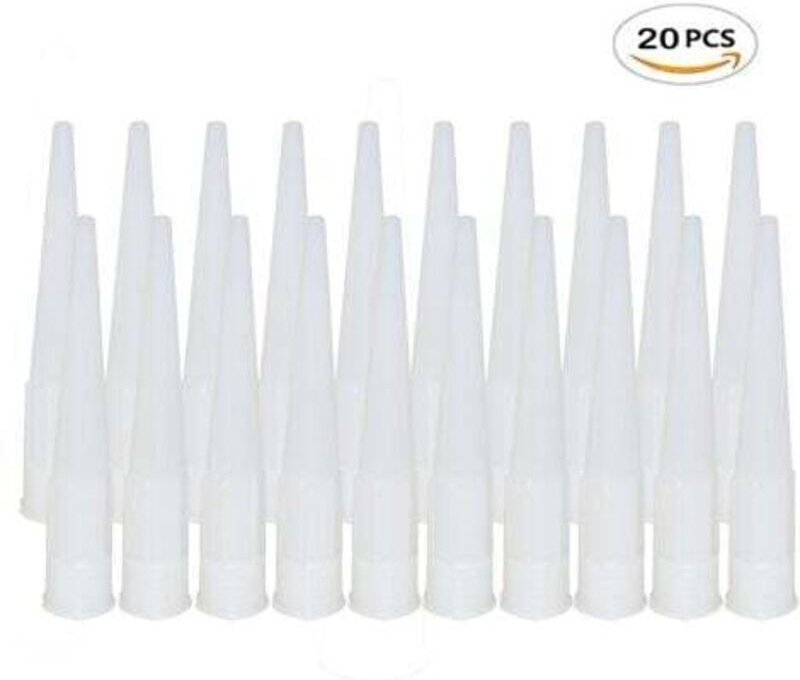 20er-Packung Kartuschenpistolendüsen, Ersatzdüsen für Silikon-Klebstoffkartuschen mit Kunststoffschaber für Dichtungsmit...