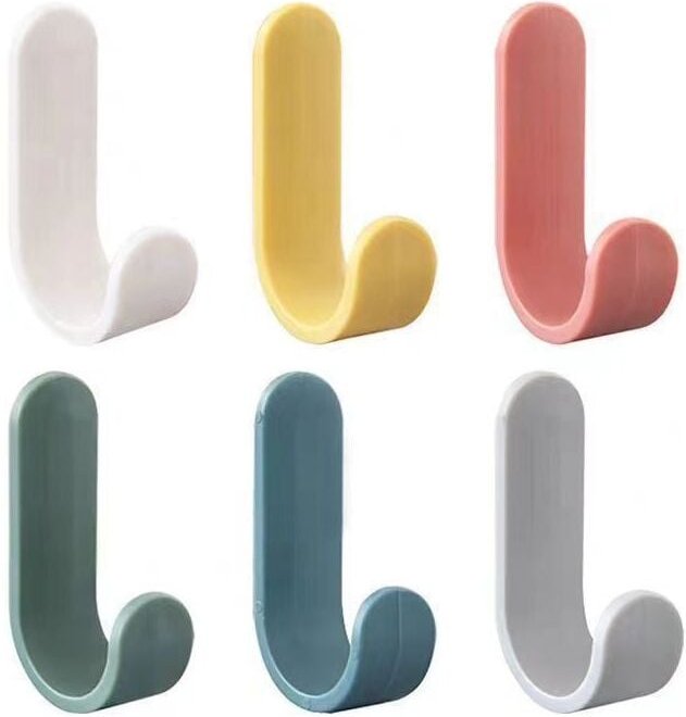 Linghhang - 6 Stück) Klebehaken, praktische Wandhaken, Wandmontage, dekorativer Schlüsselhalter, Wandhaken, selbstkleben...