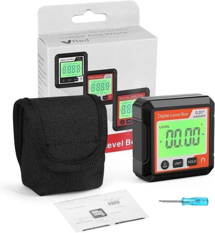 Digitaler elektronischer Nivellierwinkelmesser, 90°-Magnetneigungsmesser, Präzisionsbox, Rot