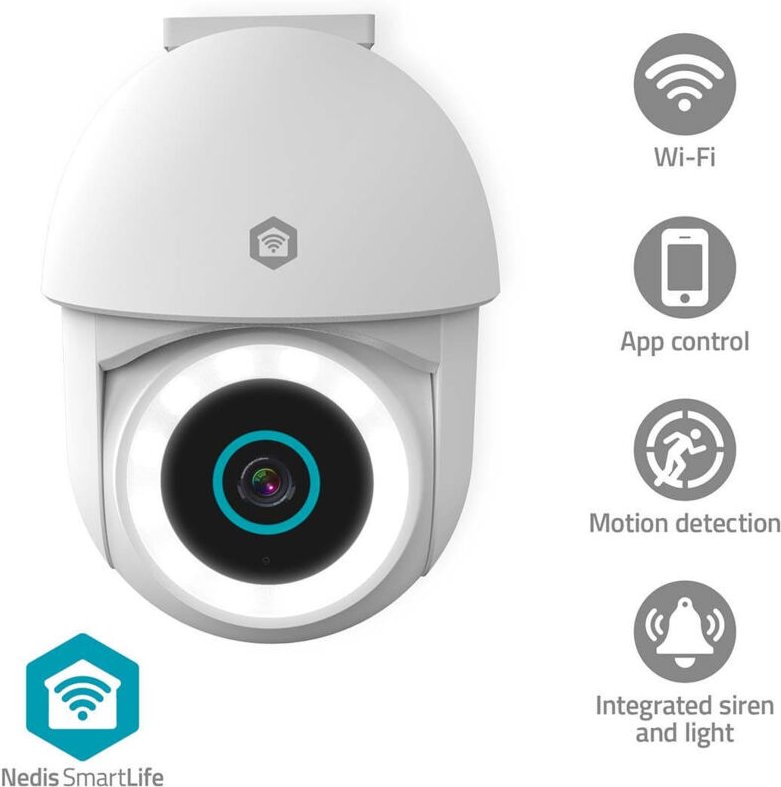 Smartlife outdoor camera wi fi spotlight 3mp full hd 1296p pan tilt ip65 cloud storage optional microsd not included onv...