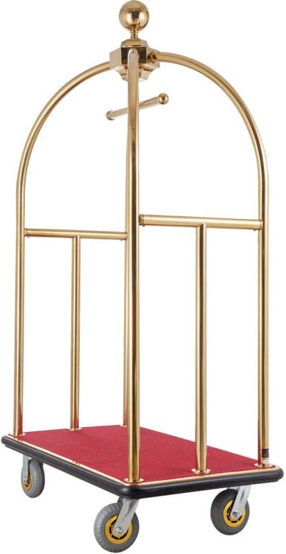 Mophorn - Hotelgepäckwagen aus Edelstahl, 500 kg Tragkraft, Pagenwagen mit gebogenen Pfosten, rotem Teppichboden und 15 ...