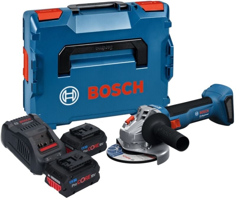 Bosch gws 18V-8 Professional Akku Winkelschleifer 18 v 125 mm Brushless + 2x ProCORE Akku 5,5 Ah + Ladegerät + l Boxx