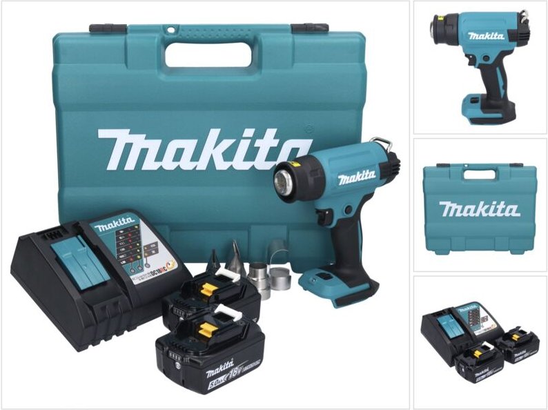 Dhg 181 rtk Akku Heißluftgebläse 18 v 150 - 550°C + 2x Akku 5,0 Ah + Ladegerät + Koffer - Makita