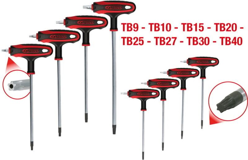 T-Griff-Torx-Winkelstiftschlüssel-Satz, 8-tlgBohrung