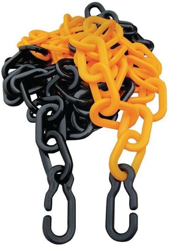 Absperrkette PP gelb/schwarz 9 mm Länge 3 m mit 2 Universalhaken