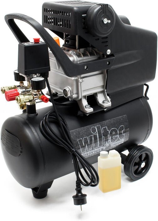 Wiltec - Druckluftkompressor mit 24L Kessel 1100W Druckluftkessel 1,1kW Werkstattkompressor 8 bar, Luftdruckkompressor, ...