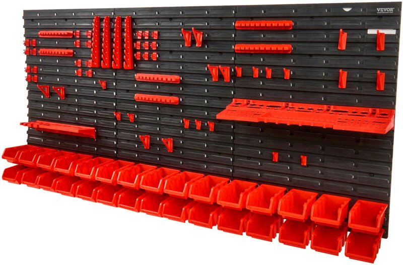 Stapelboxen, 30-Behälter-Teileregal-Organizer für Garage, Kunststoff-Ladenwerkzeug mit Wandpaneelen/Werkzeughaltern/Hake...