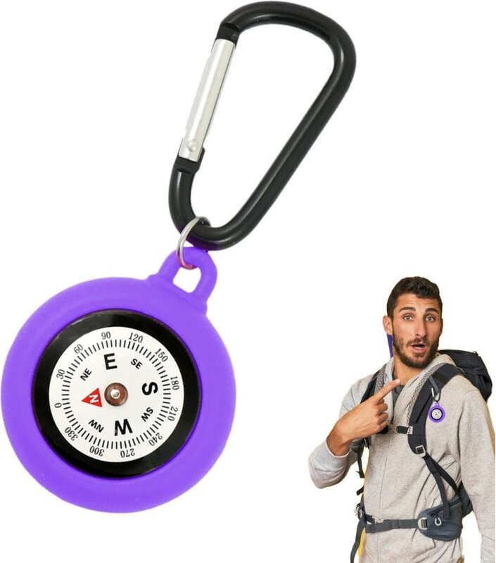 CCYKXA Kompass-Karabiner – Leichter Navigations-Schlüsselanhänger, Camping-Karabiner, kleines wasserdichtes Ausrüstungst...