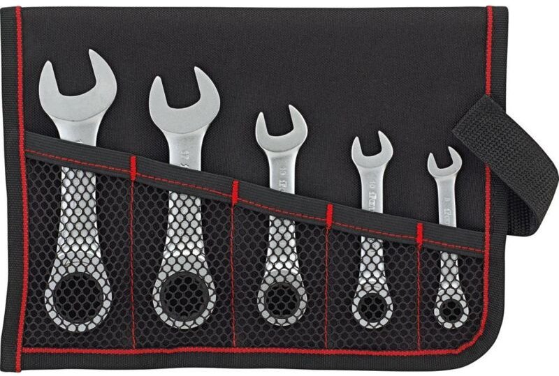 Ratschenschlüssel-Satz in Rollt. gerade 8-19mm extrakurz, 5-teilig - Format