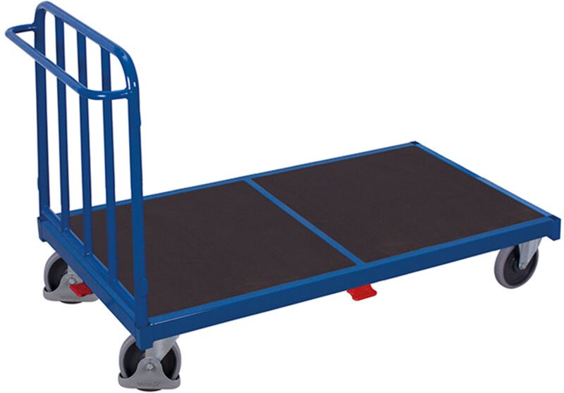 VARIOfit Stirnwandwagen mit senkrechten Streben Gummibereifung 500kg Tragkraft 1345x880mm Anthrazitgrau RAL 7016