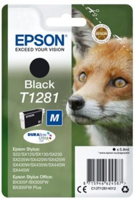 Epson Fox Singlepack Black T1281 DURABrite Ultra Ink