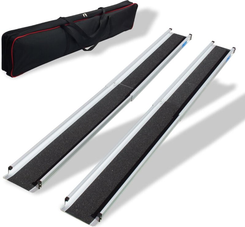 Trutzholm 2 x Teleskoprampe 90 - 152 cm Traglast 272 Alu grau schwarz Antirutsch beschichtet inkl.Tasche Rollstuhlrampe