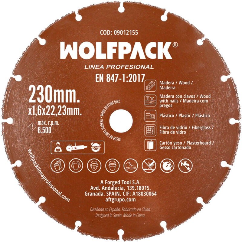 Wolfpack - Holz-/Kunststoff-Trennscheibe ø 230 mm. Wolframcarbid-Schneidkante