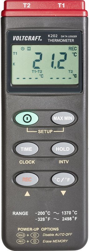 Voltcraft - K202 Temperatur-Messgerät -200 - +1370 °c Fühler-Typ k Datenlogger-Funktion