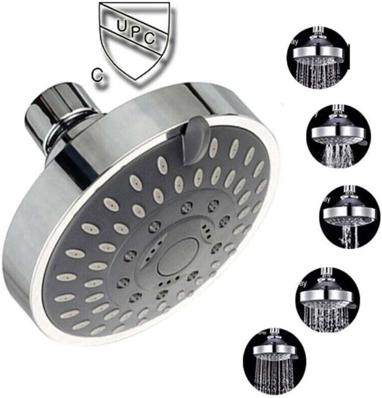 Verstellbarer Chrom-Duschkopf, XU, Runder Stahl-Regenduschkopf mit verspiegelter Oberfläche - KZQ