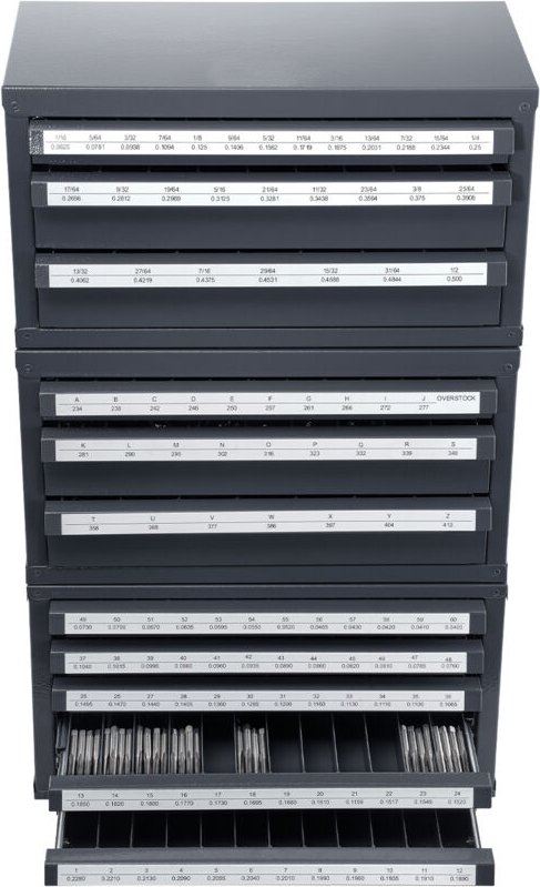 Mophorn - Bohrerspenderschrank, 3-teilig, mit drei Schubladen für 1/16' bis 1/2' und a bis z, Organizer mit fünf Schubla...