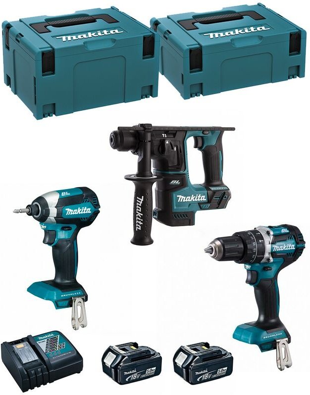MAKITA Kit MK305RTJ (DHR171 + DHP484 + DTD153 + 2 x 5,0 Ah + DC18RC + MAKPAC 2 + MAKPAC 3)