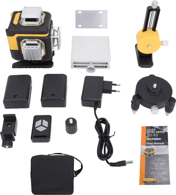Multifunktionales Laser-Nivelliergerät mit 16 Linien, 3°-Selbstnivellierung, 4D-grüner Kreuzlinie, Betrieb mit wiederauf...