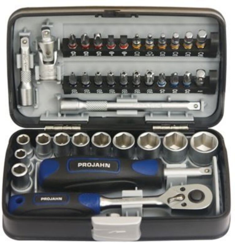 394072 Mini Steckschlüssel und Bit-Box 1/4' kompaktes Set Steckschlüssel - Projahn