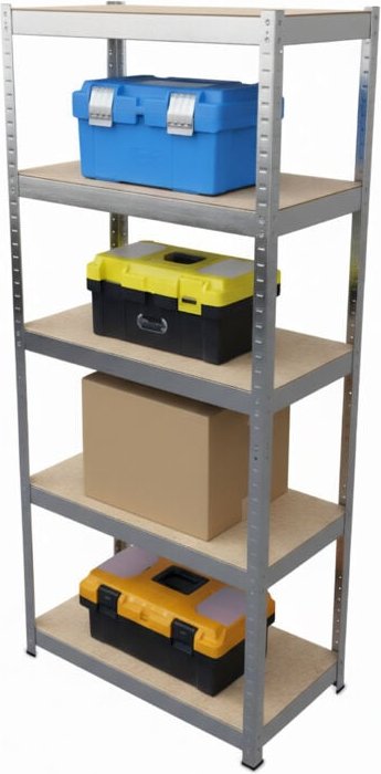 Relaxdays Schwerlastregal, HxBxT 180x60x30 cm, Traglast 500 kg, 5 Ebenen, Lagerregal Keller, zum Stecken, silber