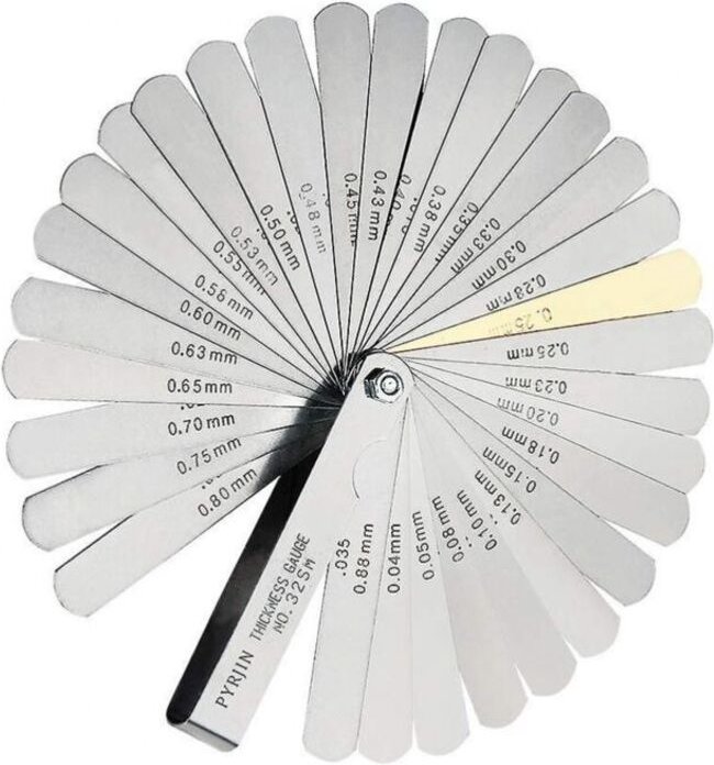 Dickenmessgerät-Set, 32 Klingen mit metrischen/imperialen Markierungen