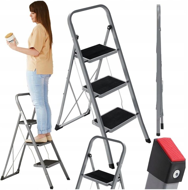 Klappbare Heimleiter, 3-Stufen-Stufen, rutschfeste Heimleiter
