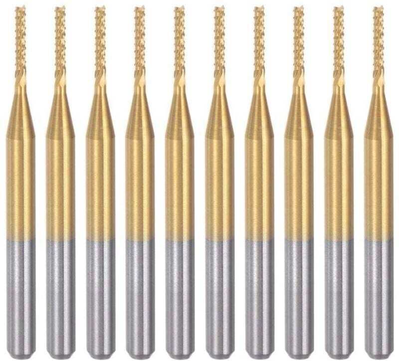 Titan-Hartmetall-Gravierfräser, 10 Stück, CNC-Fräser für Leiterplattenmaschinen, 1/8-Zoll-Schaft, 1,2 mm