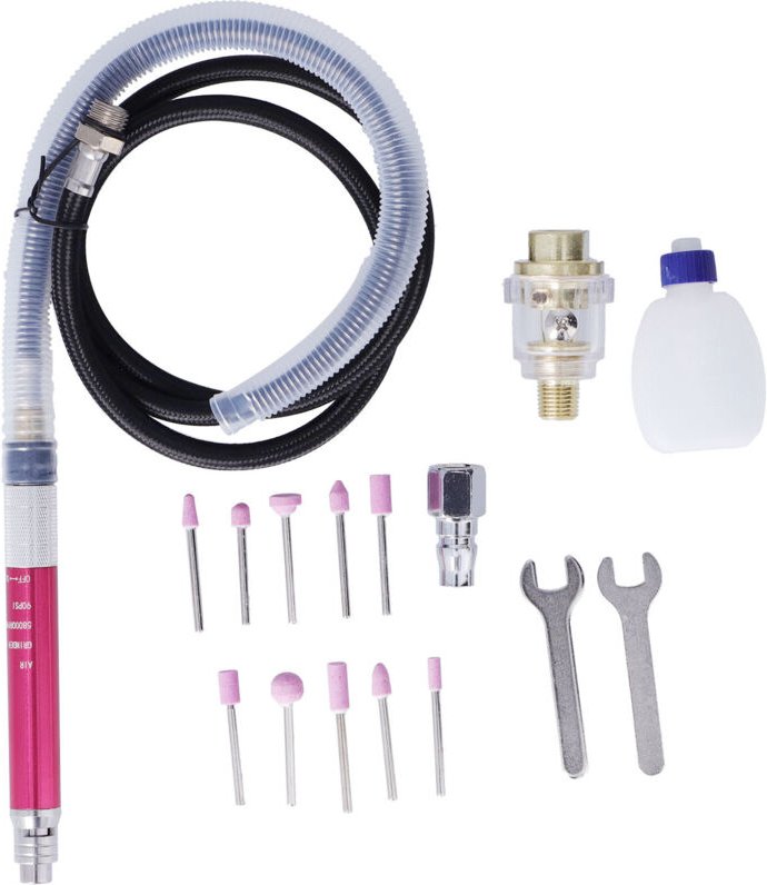 Fdit 17-teiliges Druckluft-Mikroschleifer-Set, leichtes Mini-Polierwerkzeug in Stiftform für die Schmuckreinigung, Doppe...