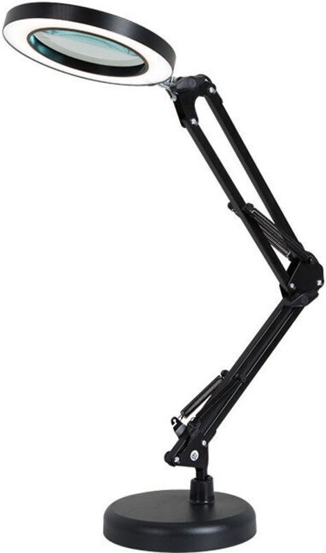 Vergrößerungsglas, beleuchtete Tischleuchte, 8-fache Vergrößerung, 10 Helligkeitsstufen, mit 64 LEDs, Schwarz