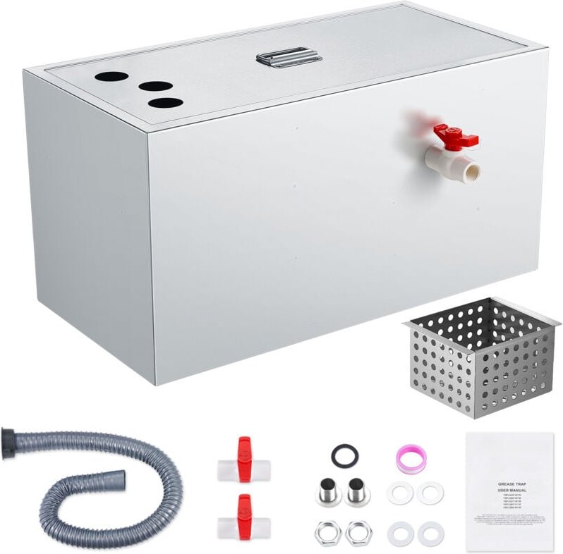 Mophorn - 25 lbs Fettabscheider, oberer Einlassabscheider, 6,4 gpm Abwasser-Öl-Wasser-Abscheider, Fettabscheider aus Ede...