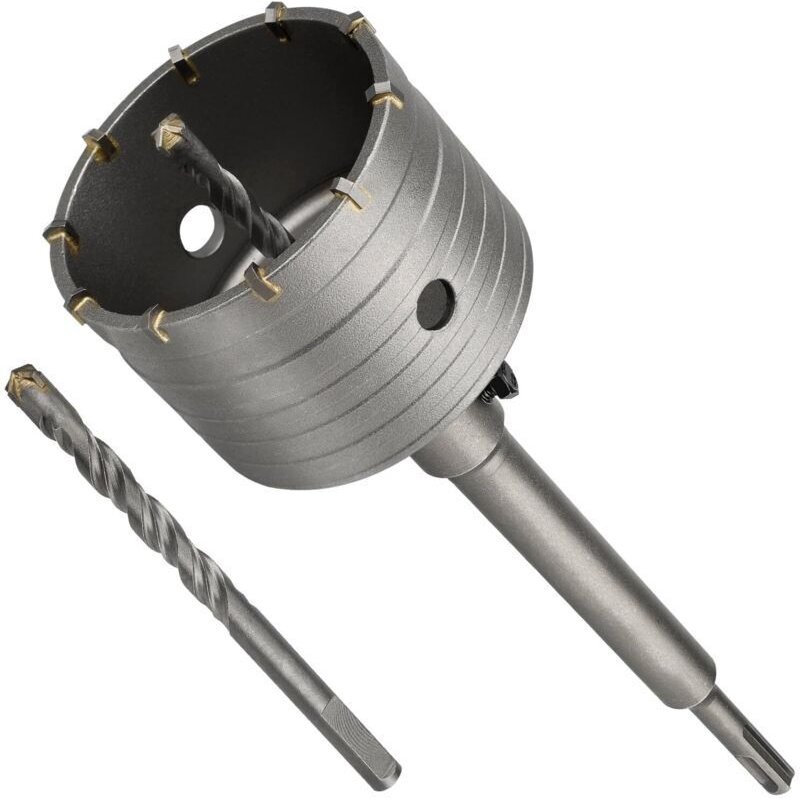 Betonlochsäge mit SDS-Plus-Schaft, Ø 82 mm, Kernbohrer, 220 mm SDS-Plus-Schaft-Lochsäge mit Zentrierbohrer, für Zement, ...