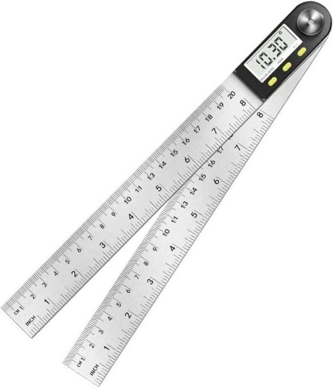 Digitaler Winkelmesser, Winkelmessung von 0° bis 360°, Winkelmesser aus Edelstahl mit LCD-Anzeige, Edelstahl-Lineal für ...