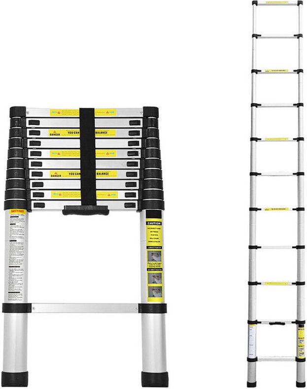 Wolketon Teleskopleiter Klappbar 2,6M Multifunktionsleiter Aluminium Anlegeleiter Mehrzweckleiter Ausziehbare Leiter