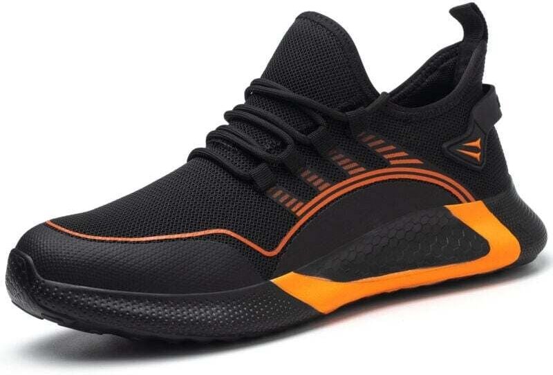 Leichte, bequeme und rutschfeste Sicherheitsschuhe für Damen und Herren, Stahlkappen-Arbeitsschuhe (Orange, EU 42) - RAP...