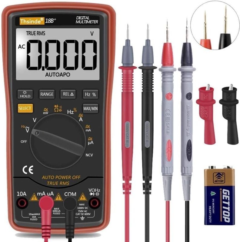 Dolaso - 6000 Counts trms Auto Range Digitalmultimeter mit Multimeter-Messleitungs-Sondensatz 1000 v 20 a