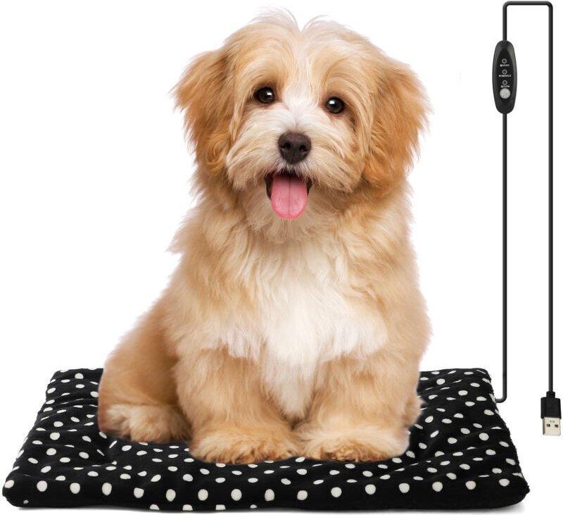 Vtizikl Tapis Chauffant Chien Chat 27x37cm , Coussin Chauffant USB Electrique pour Animaux Temperature Reglable