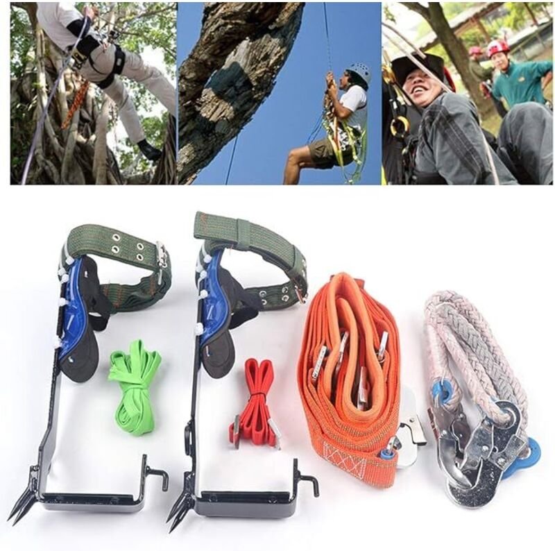 Baumklettern Ausrüstung Set, 100KG Tree Climbing Spike, Baumkletter Werkzeug mit Sicherheitsgurte und Seile, für