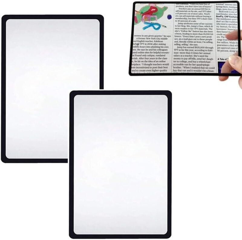 Csparkv - 2 Stück Ganzseiten-Leselupen, Vergrößerung zum Lesen, Ganzseiten-Leselupe, 3-fach, rechteckig, für Sehbehinder...