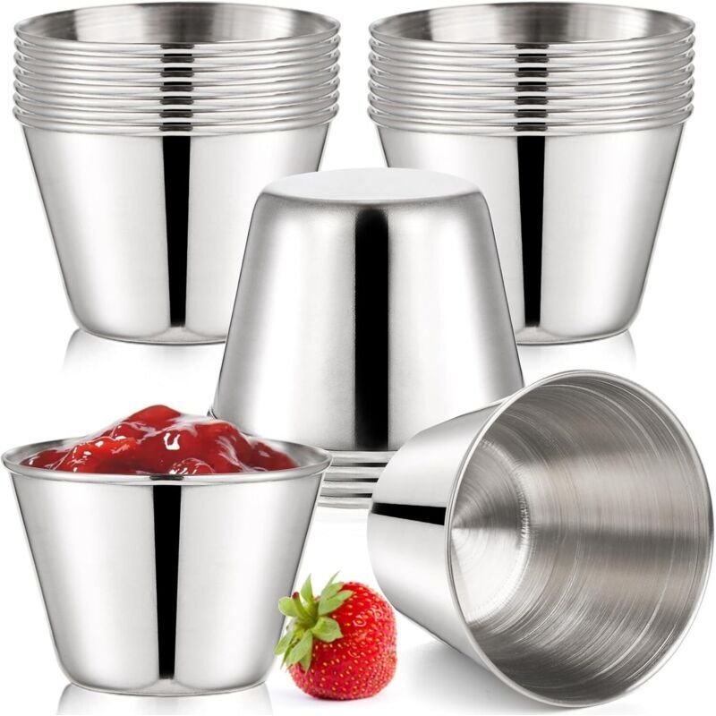 Bekith 20er-Set Edelstahl-Saucenbecher 75 ml für Saucen, Gewürze und Dips – ideal für Grillabende, Restaurants und Zuhau...