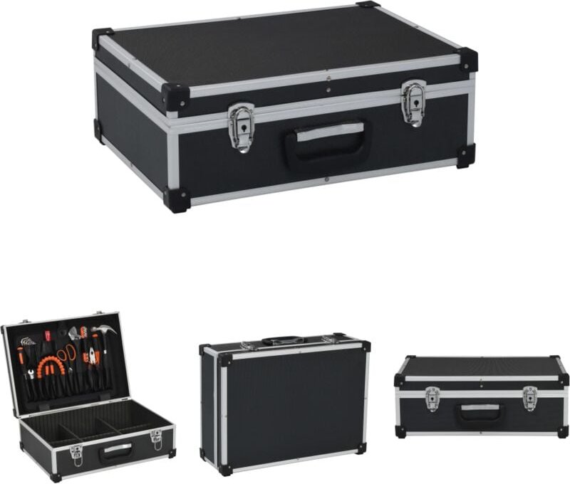 The Living Store - Werkzeugkoffer 46 x 33 x 16 cm Schwarz Aluminium - Werkzeugkästen - Schwarz