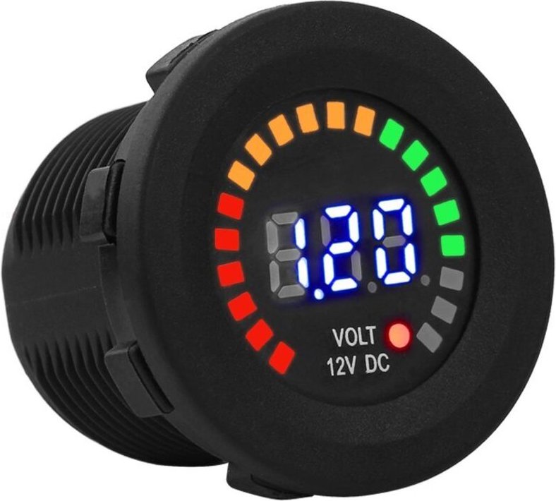 LED-Voltmeter-Tester, 12-V-Spannungsprüfer mit LED-Anzeige und Dreh- und Verriegelungssystem für Boote, Fahrzeuge, Motor...