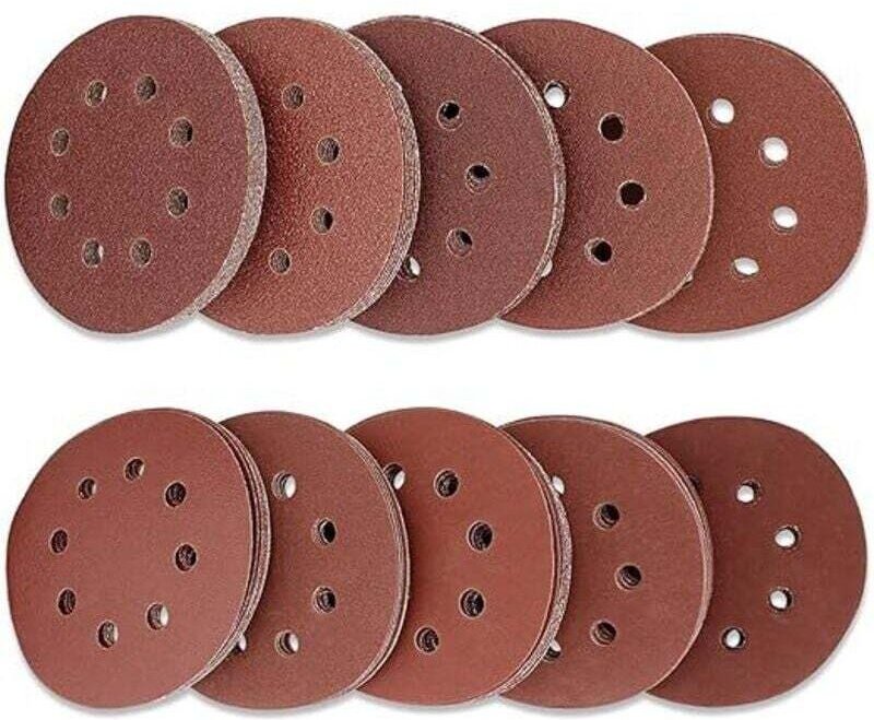 Schleifscheibe, 100 Stück Schleifscheiben-Schleifpapier 125 mm, Nylon-beschichtetes Schleifpapier für Exzenterschleifer