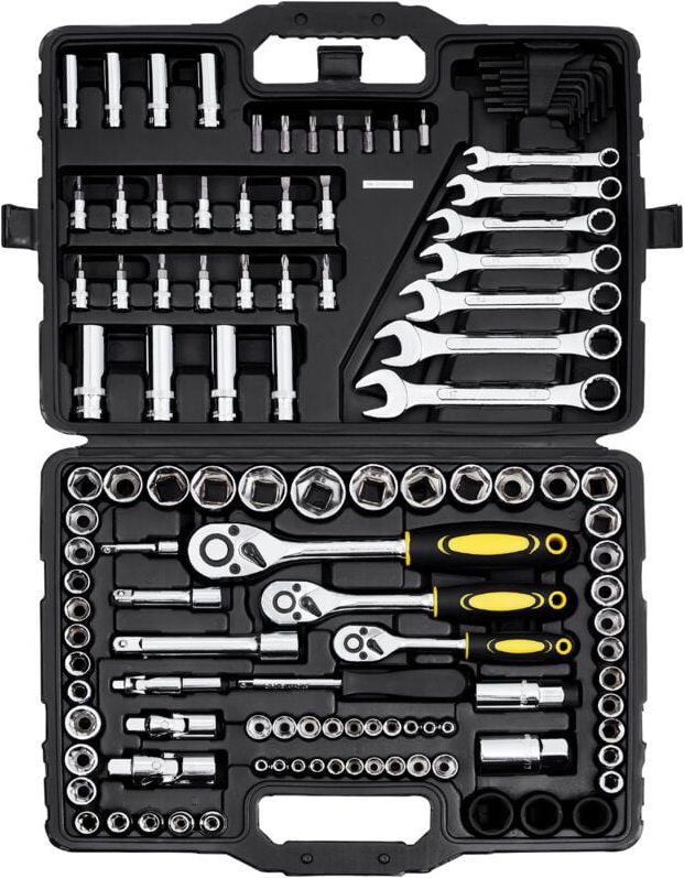 Mophorn - 121-teiliger Mechaniker-Werkzeugsatz von, 1/4' 3/8' 1/2' Antriebssteckschlüssel - sae- und metrisches Mechanik...